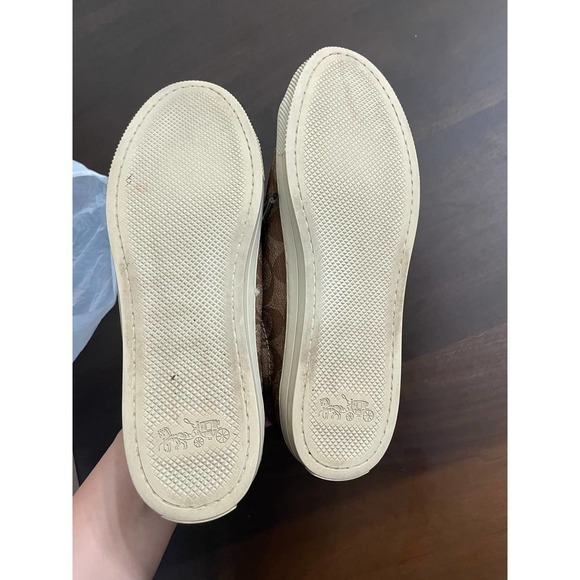 COACH Low Top Signature Sneaker Shoes Women's KHAKI Mahogany Size 8 - Picture 6 of 12